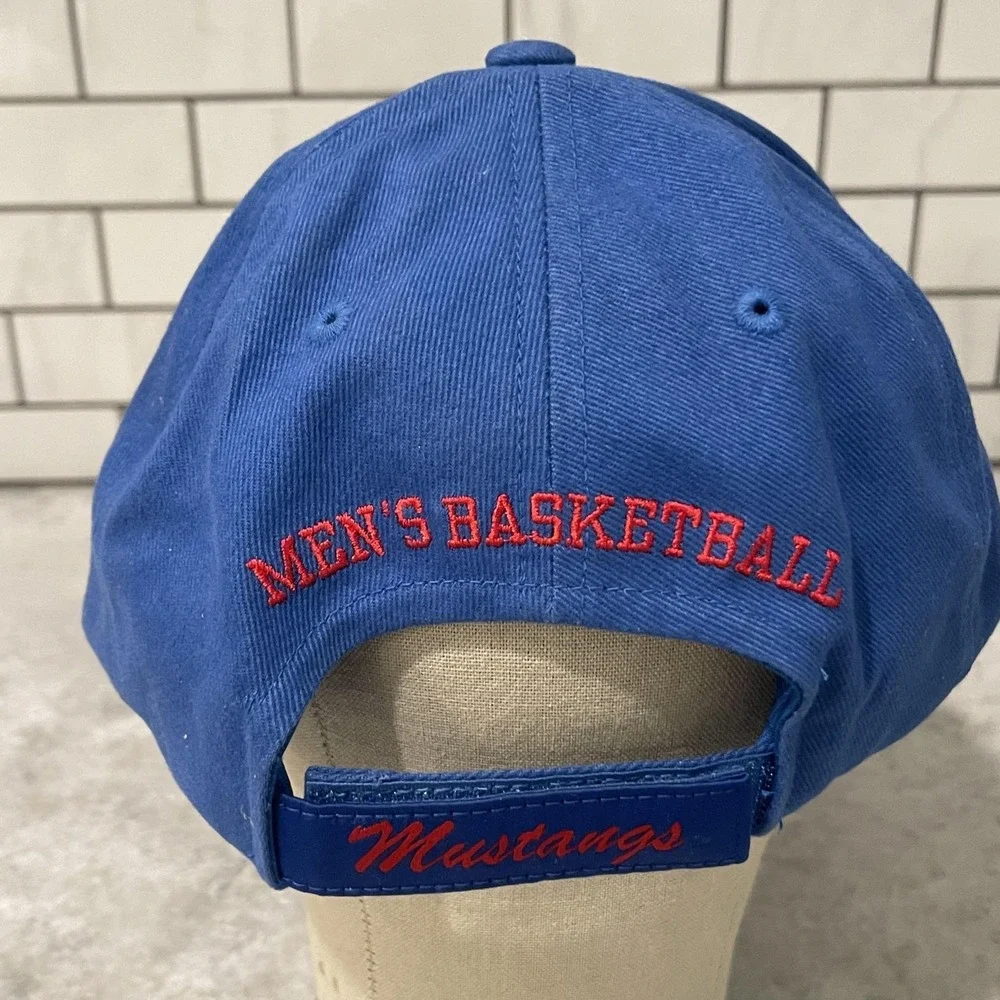 SMU Mustangs Hat Cap Strap Back Mens One Size Blue Red NCAA Basketball Adidas
